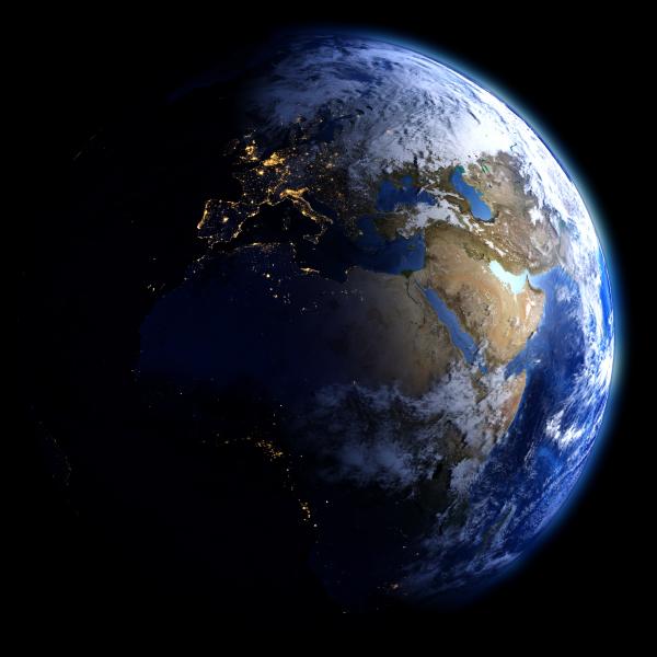 Artist rendering of the earth in space